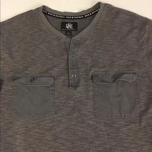 Mens ROCK & REPUBLIC Gray Henley Shirt Size XL